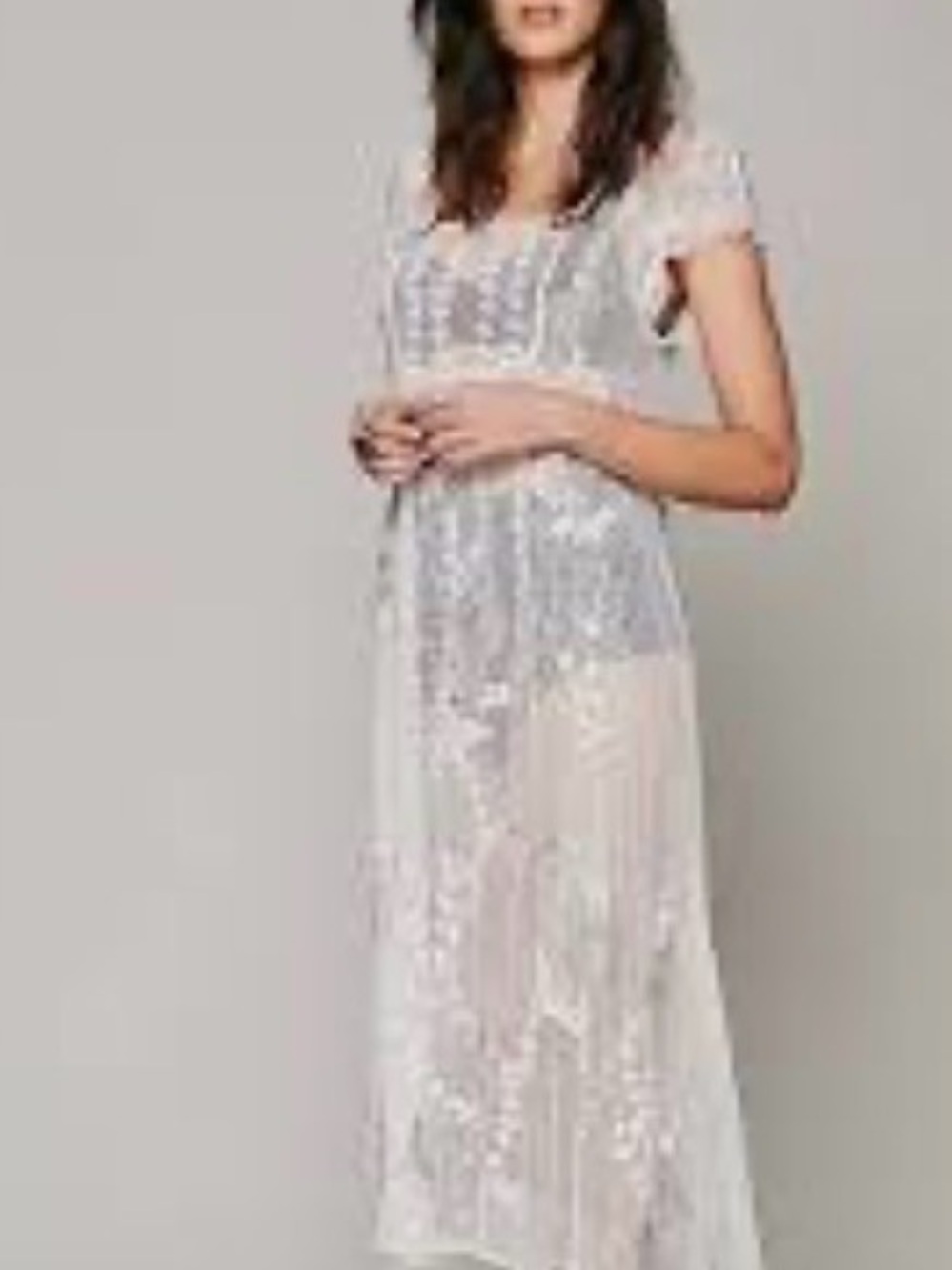 Sheryl Crow Embellished Sheer Maxi Dress in white size medium